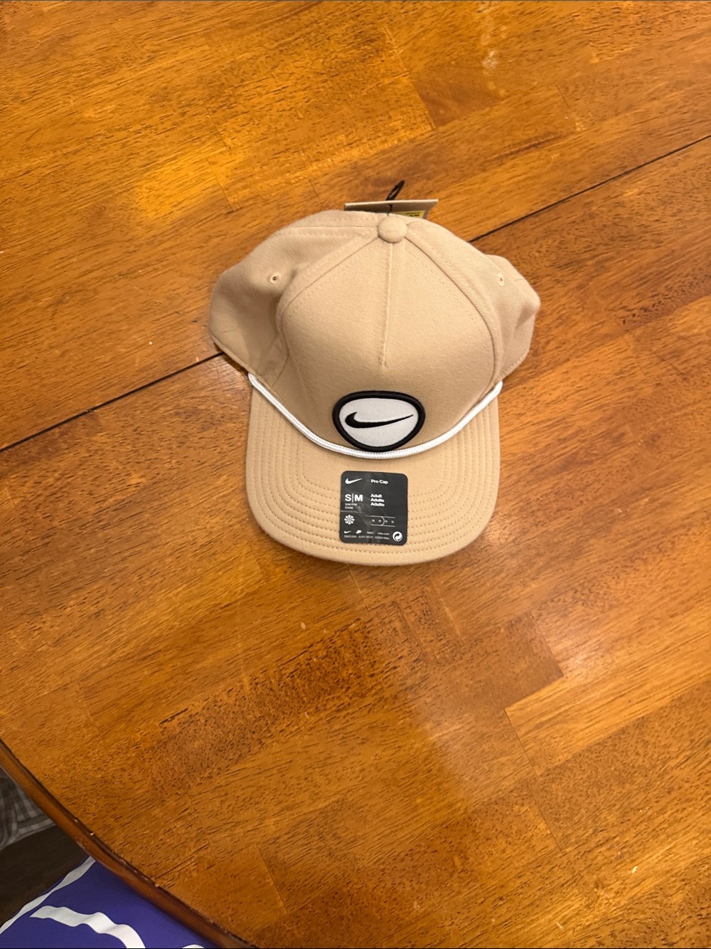 Nike Beige Rope-Trim Baseball Cap with Black Swoosh